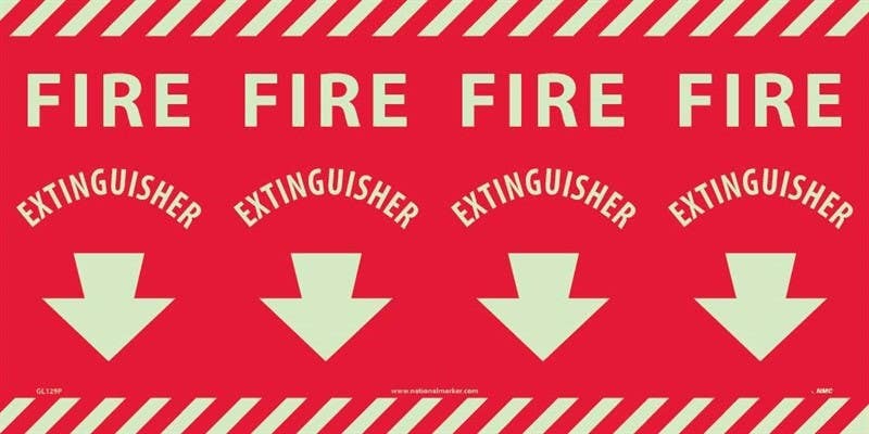AccuformNMC GL129P Fire Extinguisher Sign, Column Marker, 12" x 24", 6 Hour Glow Polyester