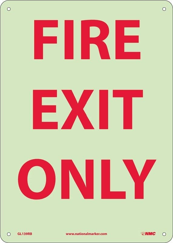 AccuformNMC GL139 Fire Exit Only Sign, 14" x 10"