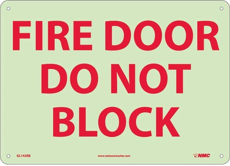 AccuformNMC MLEX Glow-In-The-Dark Safety Sign, Fire Door Do Not Block
