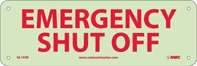 AccuformNMC GL145 Emergency Shut Off Sign, 4" x 12"