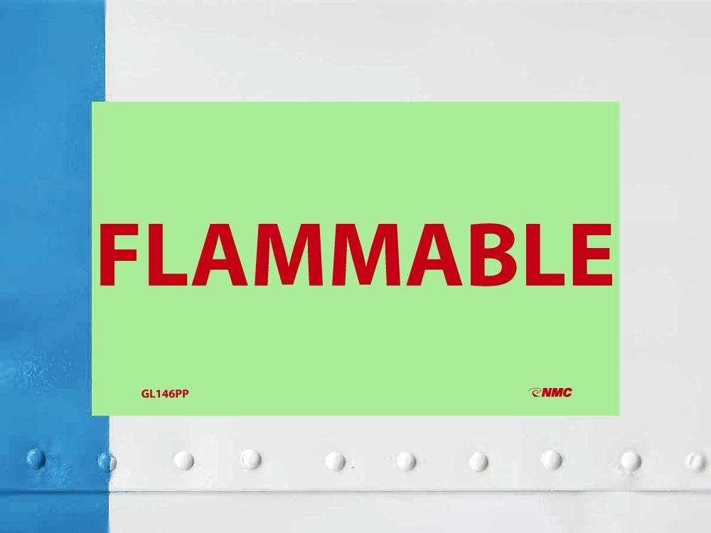 AccuformNMC GL146PP Flammable Sign, 3" x 5", PS Vinylglow
