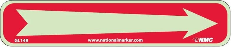 AccuformNMC MLAD500 Glow-In-The-Dark Safety Sign, Red Arrow (Right), 3-1/2" x 10"