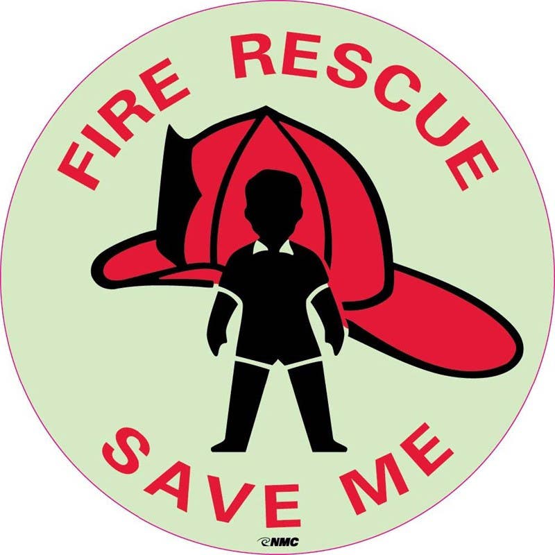 AccuformNMC GL159P Fire Rescue Save Me Sign, 4" Dia., PS Vinylglow