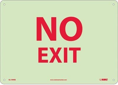 AccuformNMC GL199 No Exit Glow Sign, 7" H x 10" W