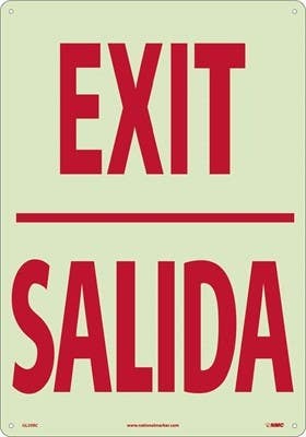 AccuformNMC GL30 Exit Sign (Bilingual), 20" x 14"