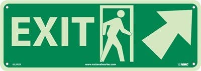 AccuformNMC GL312P Exit Sign w/ Door & Right Up Arrow, 6 Hour Glow Polyester, 5" x 14"
