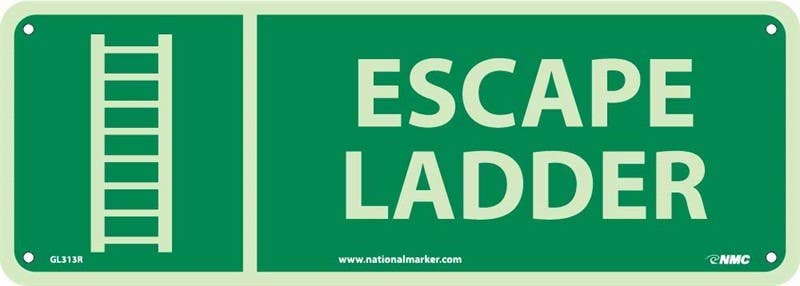 AccuformNMC GL313P Escape Ladder Sign, 6 Hour Glow Polyester, 5" x 14"
