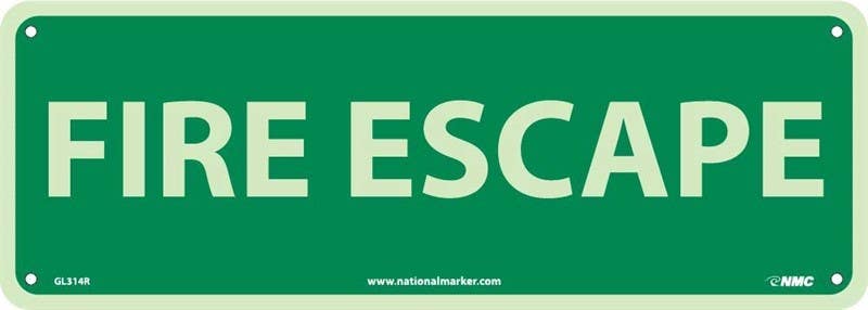 AccuformNMC GL314P Fire Escape Sign, 6 Hour Glow Polyester, 5" x 14"