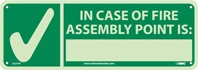 AccuformNMC GL315 In Case Of Fire Assembly Point Is Sign, 5" x 14"