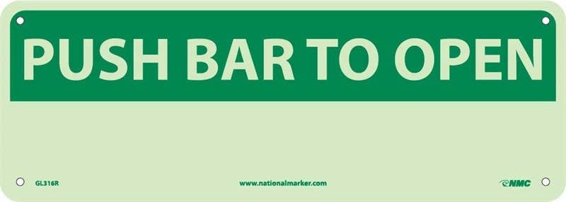 AccuformNMC GL316 Push Bar To Open Sign, 5" x 14"