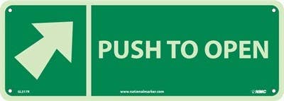 AccuformNMC GL317 Push To Open Sign w/ Arrow, 5" x 14"
