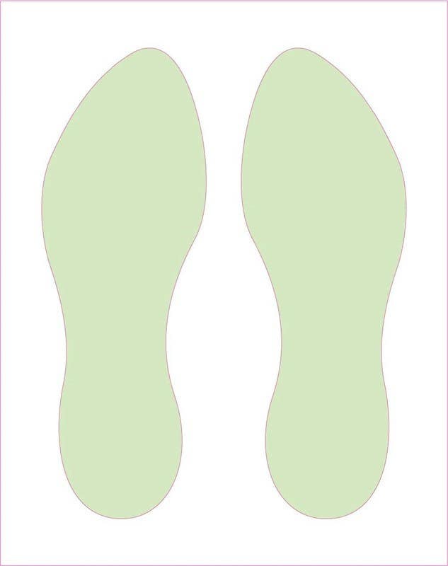 AccuformNMC GL52 Glo Brite Footprints Sign, Left & Right, 12" x 6", 6 Hour Glow Polyester, 2/Pk
