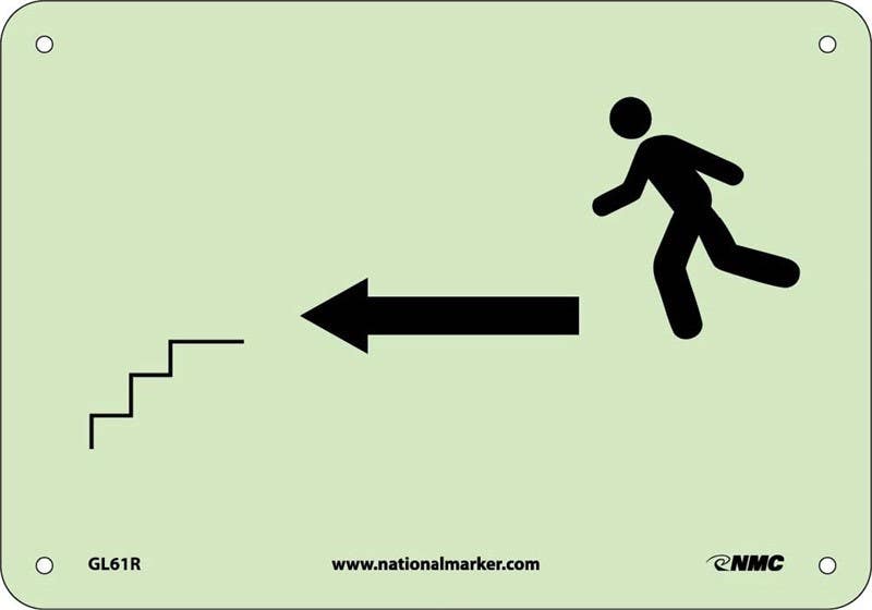 AccuformNMC GL61 Stairs Left Arrow Man Sign, Graphic, 7" x 10"