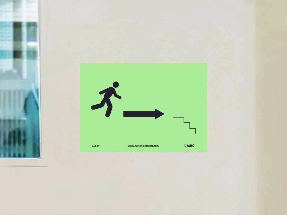 AccuformNMC GL62 Stairs Right Arrow Man Sign, Graphic, 7" x 10"