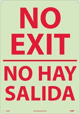 AccuformNMC MLAD/SBMEXT Bilingual Glow-In-The-Dark Safety Sign, No Exit