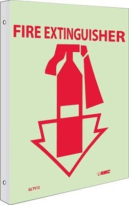 AccuformNMC PSP Glow-In-The-Dark Projection Sign, Fire Extinguisher (Symbol w/ Arrow), 12" x 9" Panel