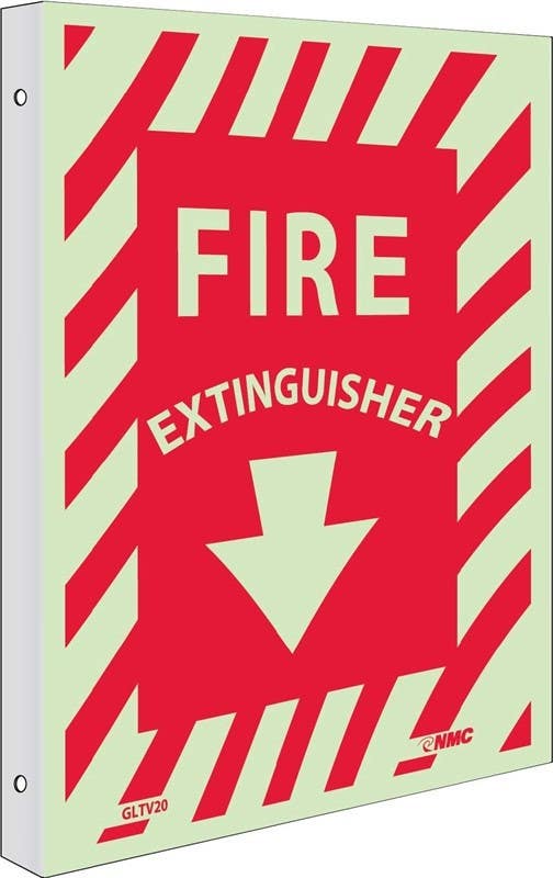 AccuformNMC PSP Glow Projection Sign, Fire Extinguisher (Stripes), 12" x 9" Panel