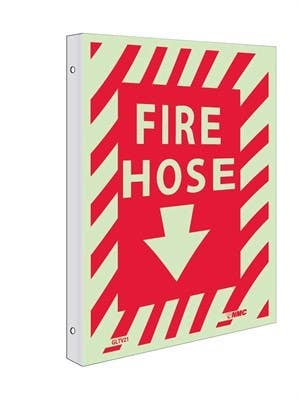AccuformNMC GLTV21 Fire Hose Sign, 12" x 9", 6 Hour Glow Plastic