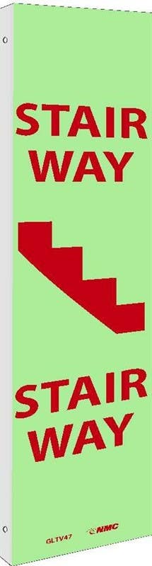 AccuformNMC GLTV47 Stairway Sign, 18" x 4", 6 Hour Glow Plastic