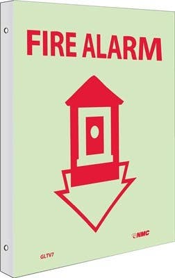 AccuformNMC GLTV7 Fire Alarm Sign, 10" x 8", 6 Hour Glow Plastic