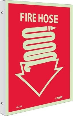 AccuformNMC GLTV8 Fire Hose Sign, 10" x 8", 6 Hour Glow Plastic
