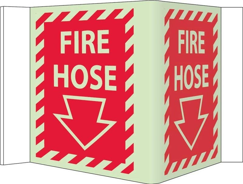 AccuformNMC PSP Glow-In-The-Dark Projection Sign, Fire Hose (Down Arrow), 12" x 9" Panel