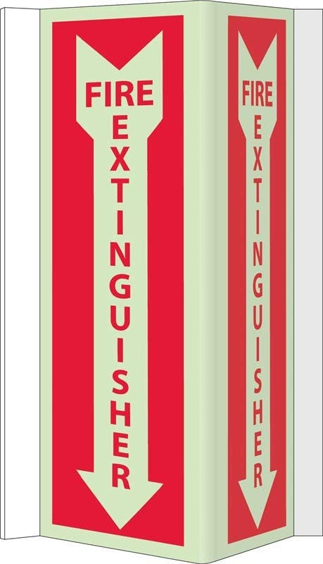AccuformNMC GLV42 3-View Glow Fire Extinguisher Sign, 16" x 9", Rigid Vinyl 3mm
