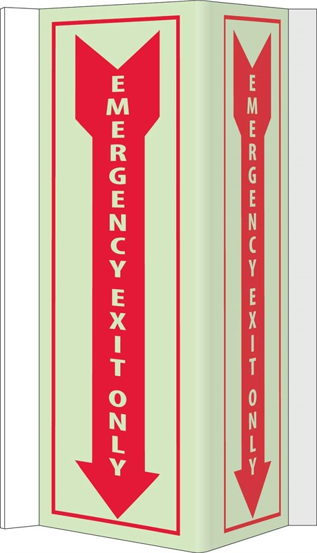 AccuformNMC GLV52 3-View Glow Tornado Shelter Sign, 8" x 14.5", Rigid Vinyl 3mm