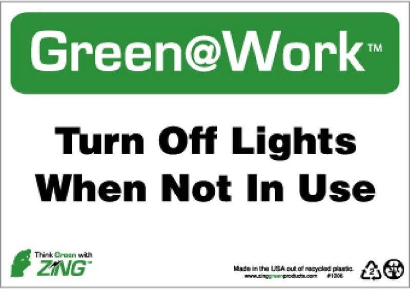 AccuformNMC GW1006 Turn Off Lights When Not In Use Sign, 7" x 10", Recycle Plastic