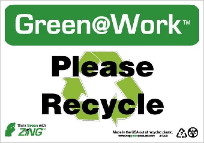 AccuformNMC GW1009 Please Recycle Sign, 7" x 10", Recycle Plastic