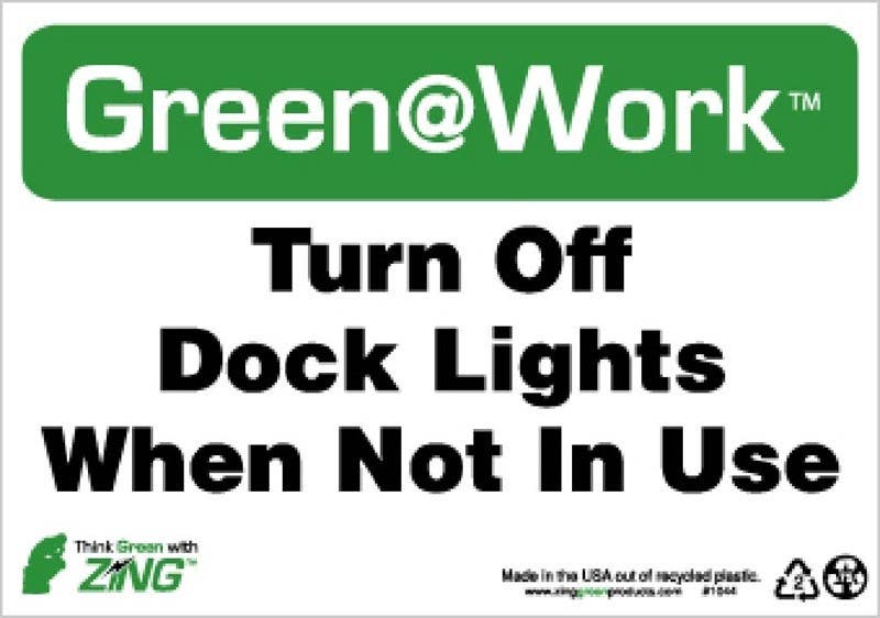 AccuformNMC GW1044 Turn Off Dock Lights When Not In Use Sign, 7" x 10", Recycle Plastic