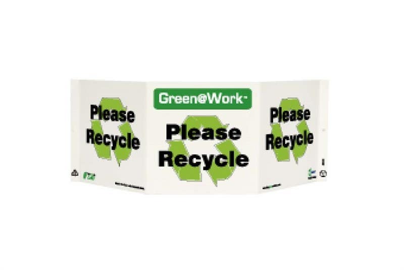 AccuformNMC GW3009 Tri-View Please Recycle Sign, 7.5" x 20", Recycle Plastic