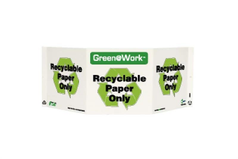 AccuformNMC GW3026 Tri-View Recyclable Paper Only Sign, 7.5" x 20", Recycle Plastic