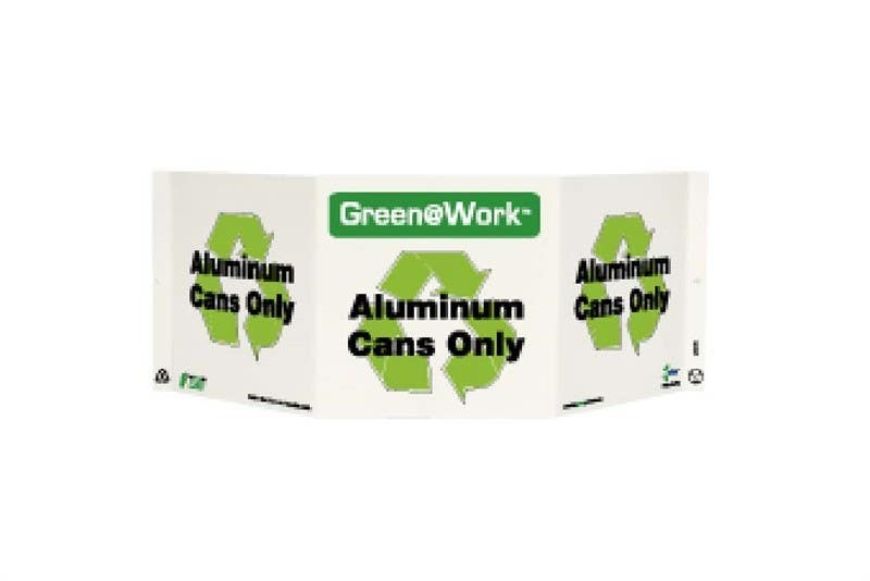 AccuformNMC GW3028 Tri-View Aluminum Cans Only Sign, 7.5" x 20", Recycle Plastic