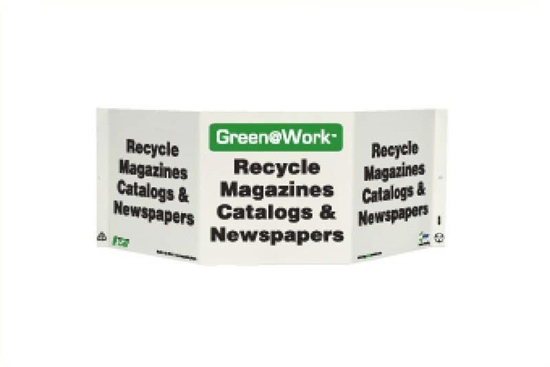 AccuformNMC GW3033 Tri-View Recycle Magazines Catalogs & Newspapers Sign, 7.5" x 20", Recycle Plastic