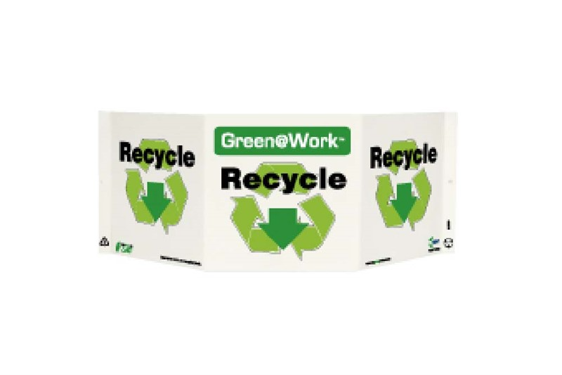 AccuformNMC GW3039 Tri-View Recycle Sign, 7.5" x 20", Recycle Plastic
