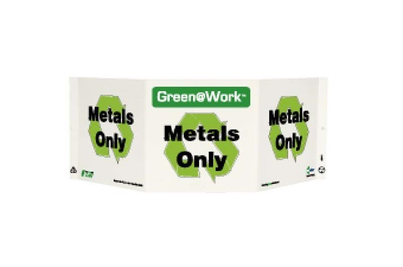 AccuformNMC GW3041 Tri-View Metals Only Sign, 7.5" x 20", Recycle Plastic