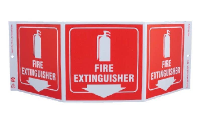 AccuformNMC GW3052 Tri-View Fire Extinguisher Sign, 7.5 " x 20", Recycle Plastic