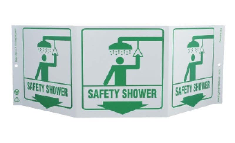 AccuformNMC GW3059 Tri-View Safety Shower Sign, 7.5" x 20", Recycle Plastic