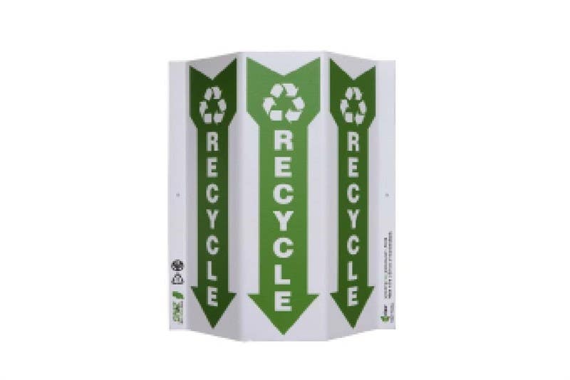 AccuformNMC GW4039 Tri-View Slim, Graphic, Recycle Sign, 12" x 9", Recycle Plastic