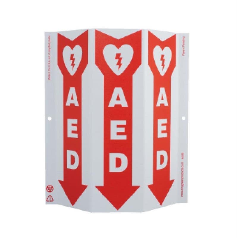 AccuformNMC GW4055 Tri-View Slim, Graphic, AED Sign, 12" x 9", Recycle Plastic
