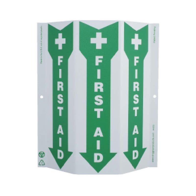 AccuformNMC GW4056 Tri-View Slim, Graphic, First Aid Sign, 12" x 9", Recycle Plastic