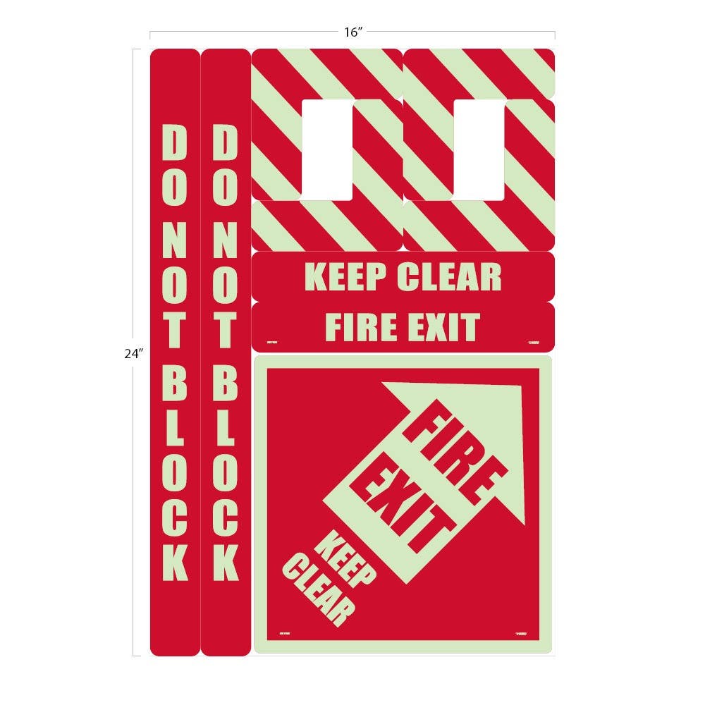 AccuformNMC GWFK08 Fire Exit Floor Marking Kit (Glow), 24" x 16"