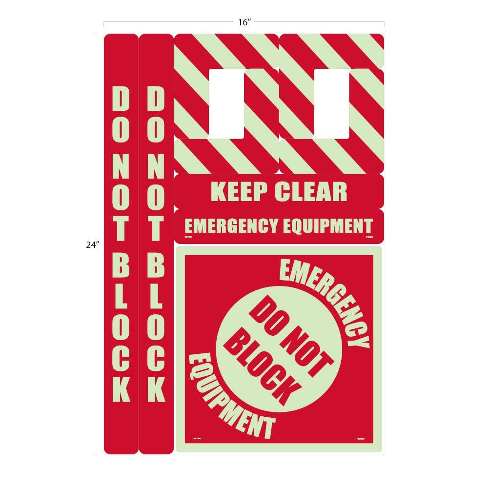AccuformNMC GWFK09 Emergency Equipment Floor Marking Kit (Glow), 24" x 16"