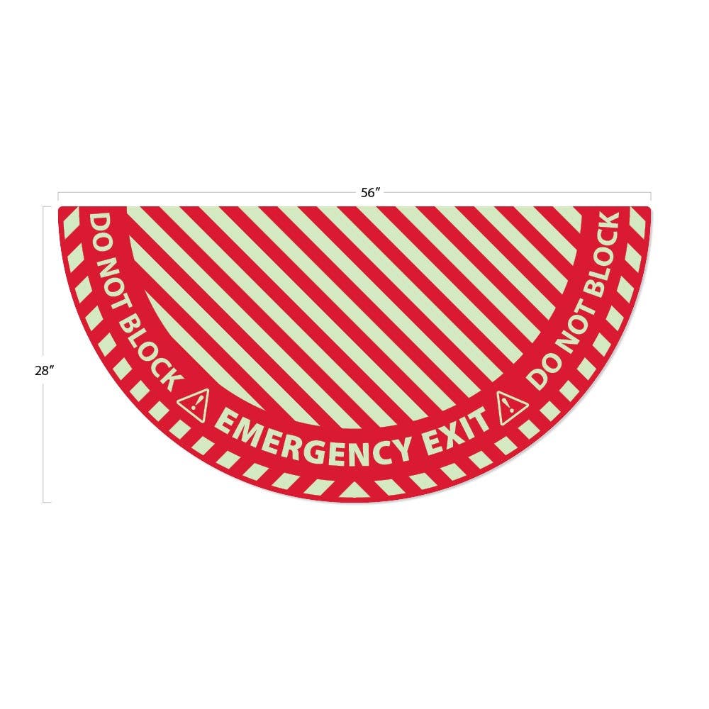 AccuformNMC GWFS Glow Half Circle Door Swing Floor Sign, Emergency Exit, 28" x 56"