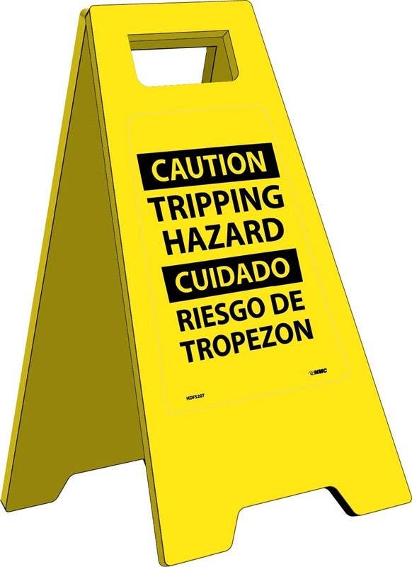 AccuformNMC HDFS207 Caution Tripping Hazard - Bilingual, Heavy Duty Floor Stand, 24.63" x 10.75"