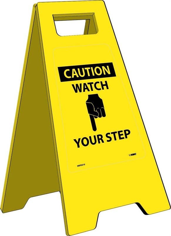 AccuformNMC PFW428 OSHA Caution 2 X Fold-Ups, Watch Your Step, 25" x 12"