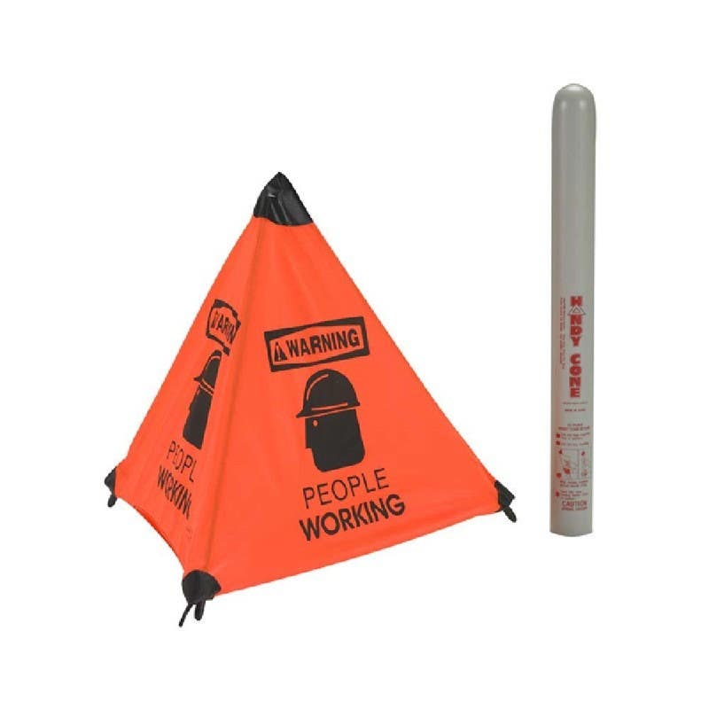 AccuformNMC PFT184 OSHA Warning Handy Cone Floor Signs, People Working, Black/Orange, 18" x 20"