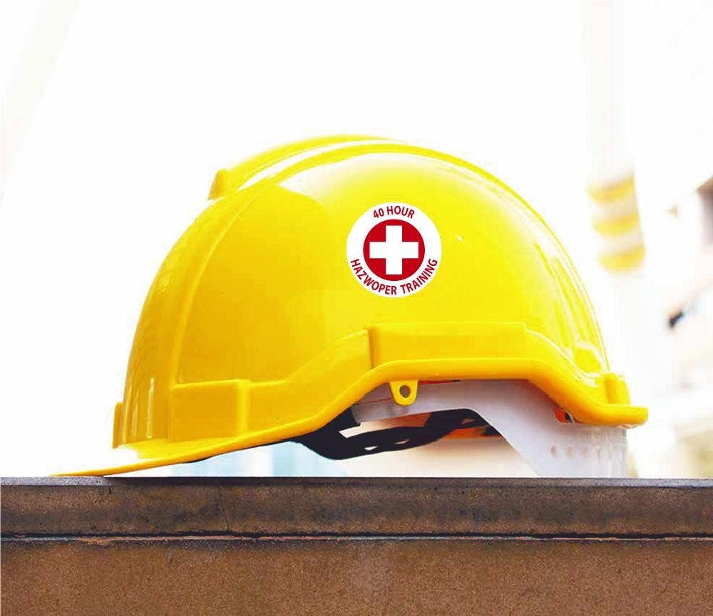 AccuformNMC HH10 40 Hour Hazwoper Training Hard Hat Emblem, 2" Dia, 25/Pk