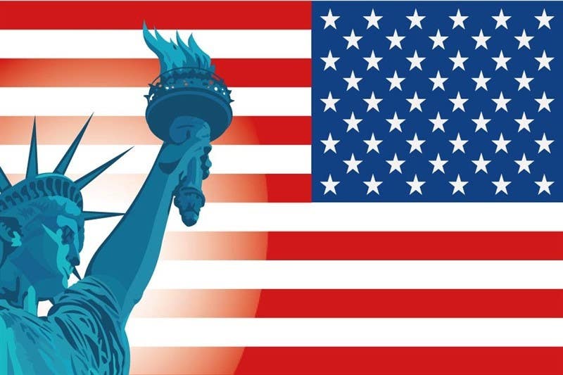 AccuformNMC HH158 Statue Of Liberty And Flag Graphic Hard Hat Label, 2" x 3", Adhesive Backed Vinyl, 25/Pk